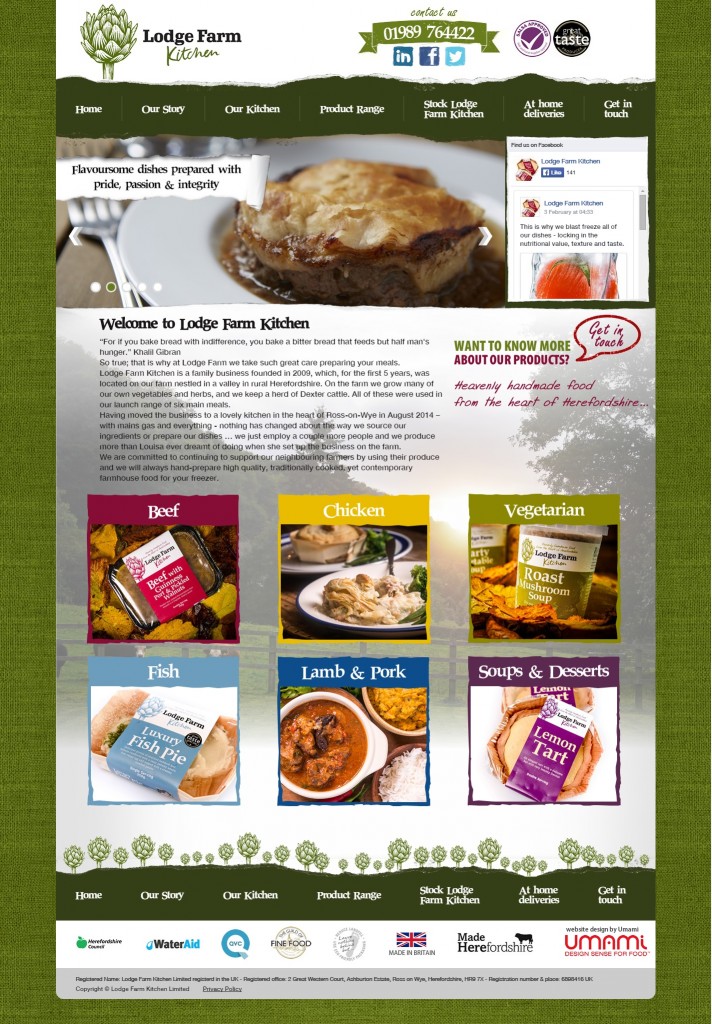 Creating Media client work - Lodge Farm Kitchen website